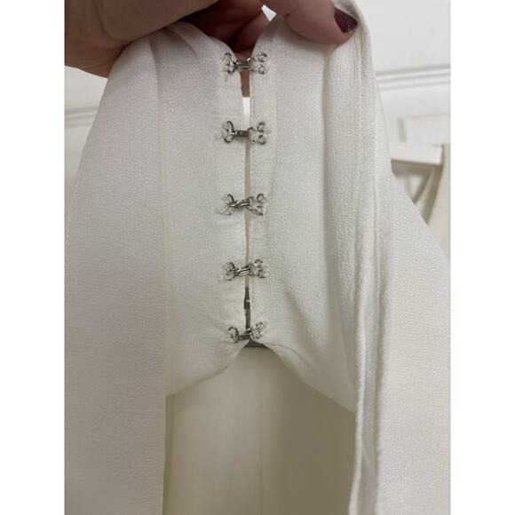 Reformation White Cropped Long Sleeve Top Size XS Boho Sheer Peasant Renfest - Picture 5 of 10